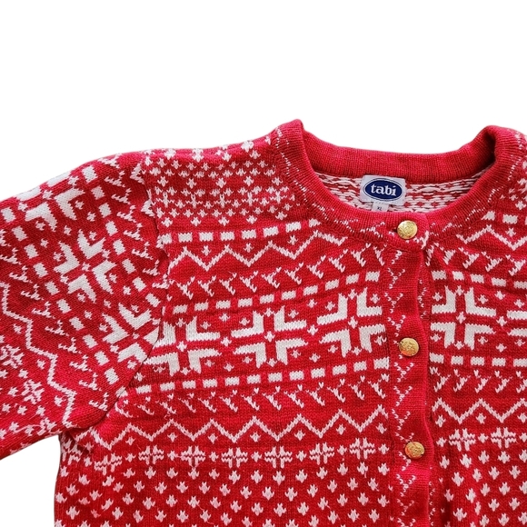 Vintage Holiday Cardigan Women XL Red Sweater Penguin Scandinavian Nordic - Picture 3 of 13